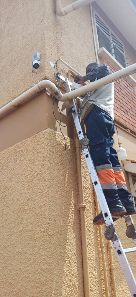 Outdoor Hikvision bullet cameras installed on a residential building wall